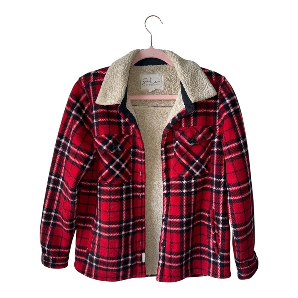 Soho Red Plaid Sherpa-Lined Jacket - Small